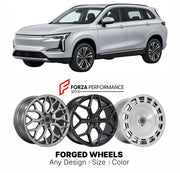 Custom forged wheels for Skyworth HT-i 2022+. Made-to-order monoblock, 2-piece and 3-piece wheels in custom sizes, offsets, colors and finishes with guaranteed vehicle fitment.

We manufacture premium quality forged wheels rims for Skyworth HT-i 2022+ in any design, size, color.

THIS WHEEL DESIGN CAN BE CUSTOM-MADE FOR YOUR CAR IN ANY SIZE AND COLOR OPTIONS
Available in monoblock, 2-piece, 3-piece, duoblock, beadlock
3D wheel renderings are provided according to the exact dimensions and specifications requ