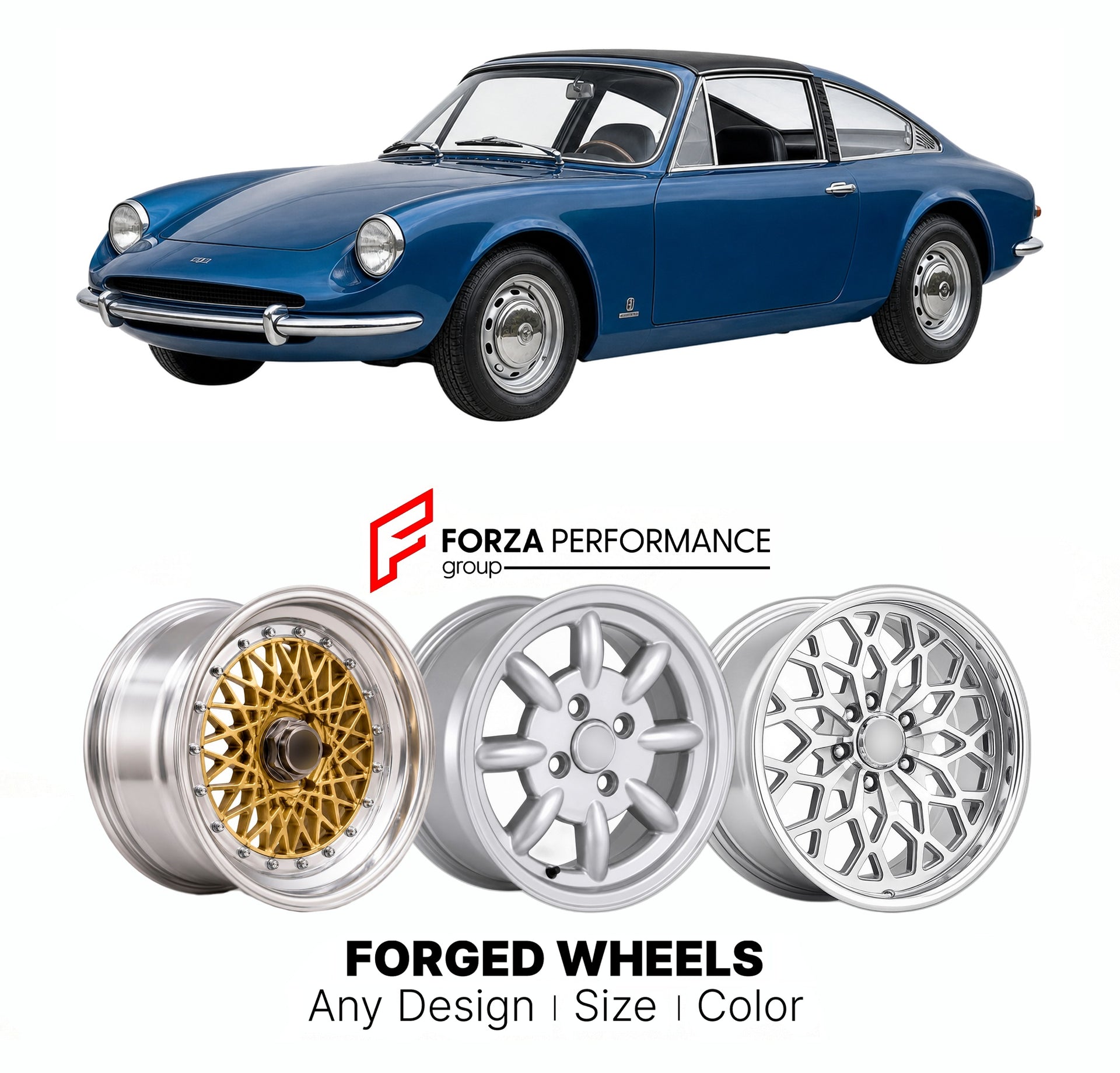 CUSTOM CLASSIC VINTAGE RESTOMOD RETRO OLD SCHOOL FORGED WHEELS RIMS for SOVAM 850 VS 1966 - 1967

Custom forged wheels for Sovam 850 VS 1966 - 1967. Classic, vintage, restomod wheel designs made to order in custom sizes, offsets, colors and finishes.

We manufacture premium quality forged wheels rims for Sovam 850 VS 1966 - 1967 in any design, size, color.

THIS WHEEL DESIGN CAN BE CUSTOM-MADE FOR YOUR CAR IN ANY SIZE AND COLOR OPTIONS
Available in monoblock, 2-piece, 3-piece, duoblock, beadlock
3D wheel re