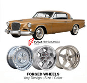CUSTOM CLASSIC VINTAGE RESTOMOD RETRO OLD SCHOOL FORGED WHEELS RIMS for STUDEBAKER GOLDEN HAWK 1958 - 1958
Custom forged wheels for classic American muscle cars. Ideal for restomod builds, vintage restorations, and show cars. Deep dish and retro styling available.

We manufacture premium quality forged wheels rims for Studebaker Golden Hawk 1958 - 1958 in any design, size, color.

THIS WHEEL DESIGN CAN BE CUSTOM-MADE FOR YOUR CAR IN ANY SIZE AND COLOR OPTIONS
Available in monoblock, 2-piece, 3-piece, duoblo