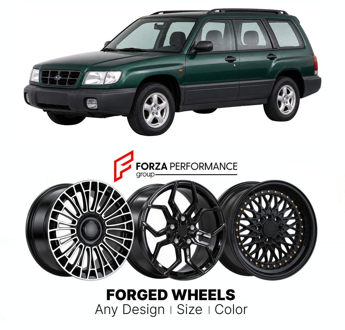 CUSTOM CLASSIC VINTAGE RESTOMOD RETRO OLD SCHOOL FORGED WHEELS RIMS for SUBARU FORESTER SF 1997 - 2002

Custom forged wheels for Subaru Forester SF 1997 - 2002. Classic, vintage, restomod and retro JDM wheel designs made to order in custom sizes, offsets, colors and finishes with guaranteed fitment.

We manufacture premium quality forged wheels rims for Subaru Forester SF 1997 - 2002 in any design, size, color.

JDM WHEEL DESIGNS: our Japanese collection for SUVs and pickups includes designs inspired by Bra