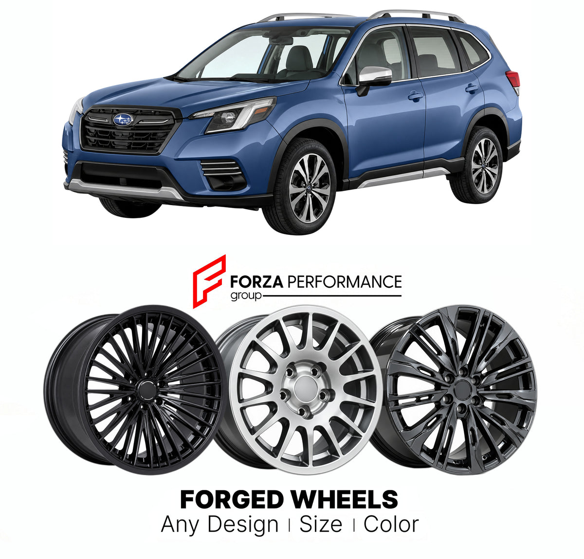 FORGED WHEELS RIMS for SUBARU FORESTER SK FACELIFT 2022 - 2024

Custom forged wheels for Subaru Forester SK Facelift 2022 - 2024. Made-to-order monoblock, 2-piece and 3-piece rims in custom sizes, offsets, colors and finishes with guaranteed fitment.

We manufacture premium quality forged wheels rims for Subaru Forester SK Facelift 2022 - 2024 in any design, size, color.

JDM WHEEL DESIGNS: our Japanese collection for SUVs and pickups includes designs inspired by Bradley V, Method Race Wheels, Forgiato, Kuh