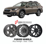 FORGED WHEELS RIMS for SUBARU OUTBACK BT 2020 - 2022

Custom forged wheels for Subaru Outback BT 2020 - 2022. Made-to-order monoblock, 2-piece and 3-piece rims in custom sizes, offsets, colors and finishes with guaranteed fitment.

We manufacture premium quality forged wheels rims for Subaru Outback BT 2020 - 2022 in any design, size, color.

JDM WHEEL DESIGNS: our Japanese collection for SUVs and pickups includes designs inspired by Bradley V, Method Race Wheels, Forgiato, Kuhl Racing, Mugen, TRD, Rota, Wo