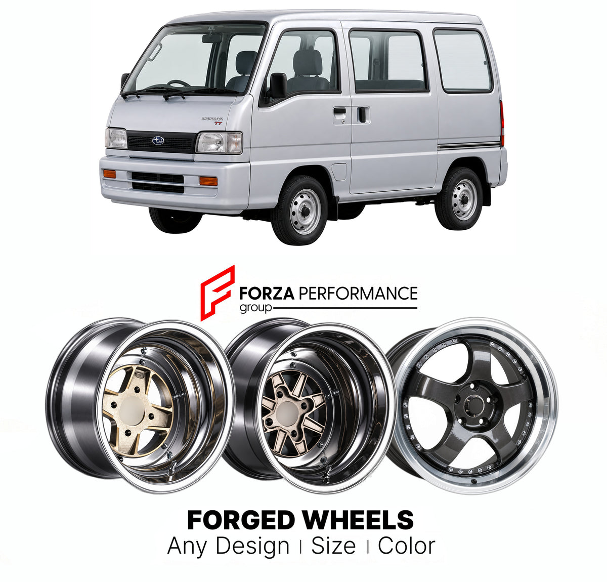 CUSTOM CLASSIC VINTAGE RESTOMOD RETRO OLD SCHOOL FORGED WHEELS RIMS for SUBARU SAMBAR TT TV TW 1999 - 2012

Custom forged wheels for Subaru Sambar TT TV TW 1999 - 2012. Classic, vintage, restomod and retro JDM wheel designs made to order in custom sizes, offsets, colors and finishes with guaranteed fitment.

We manufacture premium quality forged wheels rims for Subaru Sambar TT TV TW 1999 - 2012 in any design, size, color.

JDM WHEEL DESIGNS: our Japanese collection for hatchbacks, kei cars and MPVs include