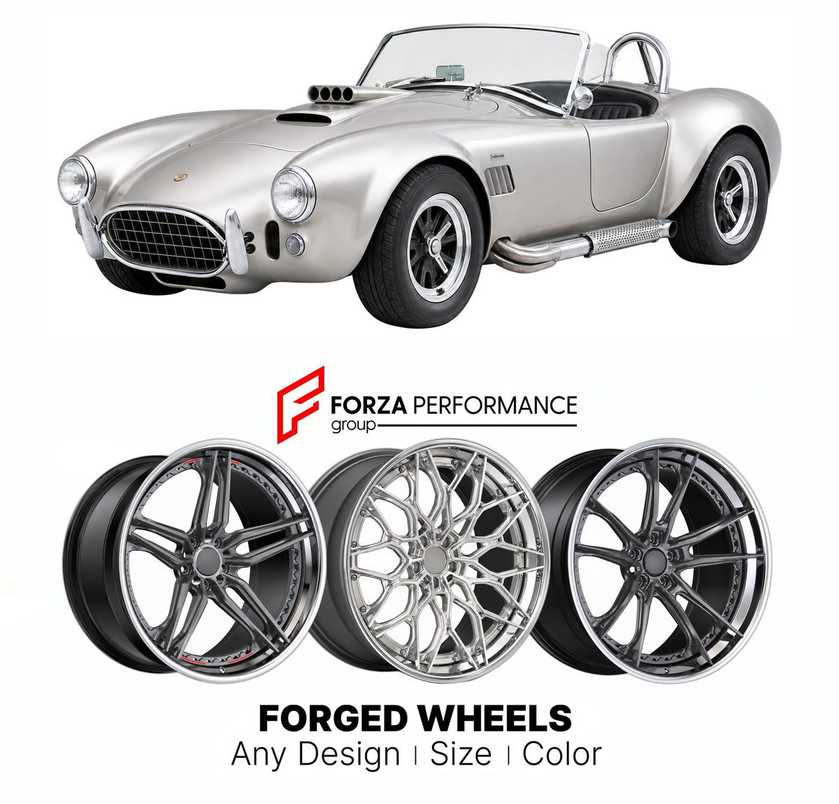 FORGED WHEELS RIMS for SUPERFORMANCE MKIII COBRA 1994+

Custom forged wheels for Superformance MKIII Cobra 1994+. Made-to-order monoblock, 2-piece and 3-piece rims in custom sizes, offsets, colors and finishes with guaranteed fitment.

We manufacture premium quality forged wheels rims for Superformance MKIII Cobra 1994+ in any design, size, color.

THIS WHEEL DESIGN CAN BE CUSTOM-MADE FOR YOUR CAR IN ANY SIZE AND COLOR OPTIONS
Available in monoblock, 2-piece, 3-piece, duoblock, beadlock
3D wheel renderings 