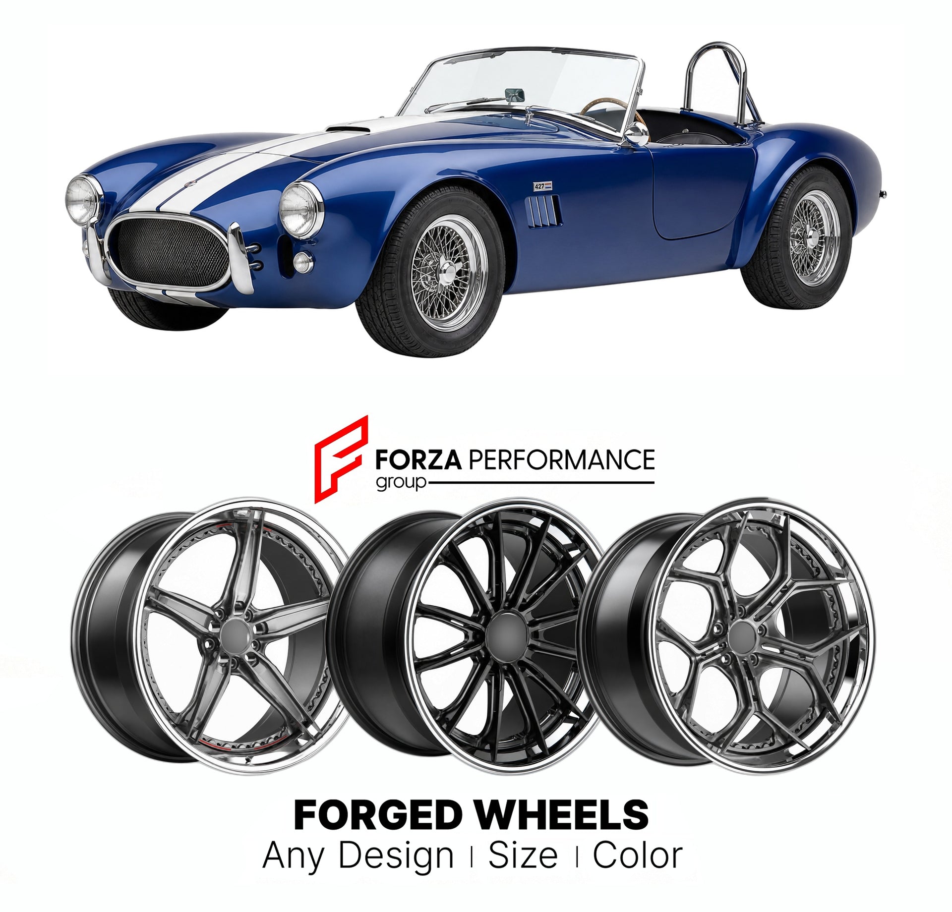 FORGED WHEELS RIMS for SUPERFORMANCE MKII SLAB SIDE LICENSED COBRA REPLICA 2012+

Custom forged wheels for Superformance MKII Slab Side Licensed Cobra Replica 2012+. Made-to-order monoblock, 2-piece and 3-piece rims in custom sizes, offsets, colors and finishes with guaranteed fitment.

We manufacture premium quality forged wheels rims for Superformance MKII Slab Side Licensed Cobra Replica 2012+ in any design, size, color.

THIS WHEEL DESIGN CAN BE CUSTOM-MADE FOR YOUR CAR IN ANY SIZE AND COLOR OPTIONS
Ava