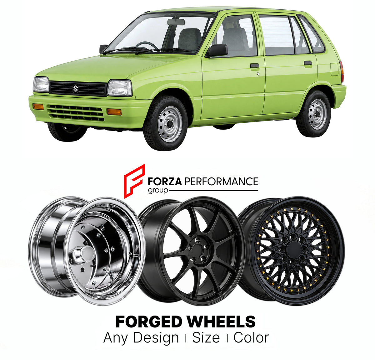 CUSTOM CLASSIC VINTAGE RESTOMOD RETRO OLD SCHOOL FORGED WHEELS RIMS for SUZUKI FRONTE CN CP 1988 - 1991

Custom forged wheels for Suzuki Fronte CN CP 1988 - 1991. Classic, vintage, restomod and retro JDM wheel designs made to order in custom sizes, offsets, colors and finishes with guaranteed fitment.

We manufacture premium quality forged wheels rims for Suzuki Fronte CN CP 1988 - 1991 in any design, size, color.

JDM WHEEL DESIGNS: our Japanese collection for hatchbacks, kei cars and MPVs includes designs