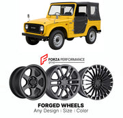 CUSTOM CLASSIC VINTAGE RESTOMOD RETRO OLD SCHOOL FORGED WHEELS RIMS for SUZUKI JIMNY LJ10 LJ20 LJ50 LJ80 1970 - 1981

Custom forged wheels for Suzuki Jimny LJ10 LJ20 LJ50 LJ80 1970 - 1981. Classic, vintage, restomod and retro JDM wheel designs made to order in custom sizes, offsets, colors and finishes with guaranteed fitment.

We manufacture premium quality forged wheels rims for Suzuki Jimny LJ10 LJ20 LJ50 LJ80 1970 - 1981 in any design, size, color.

JDM WHEEL DESIGNS: our Japanese collection for SUVs an