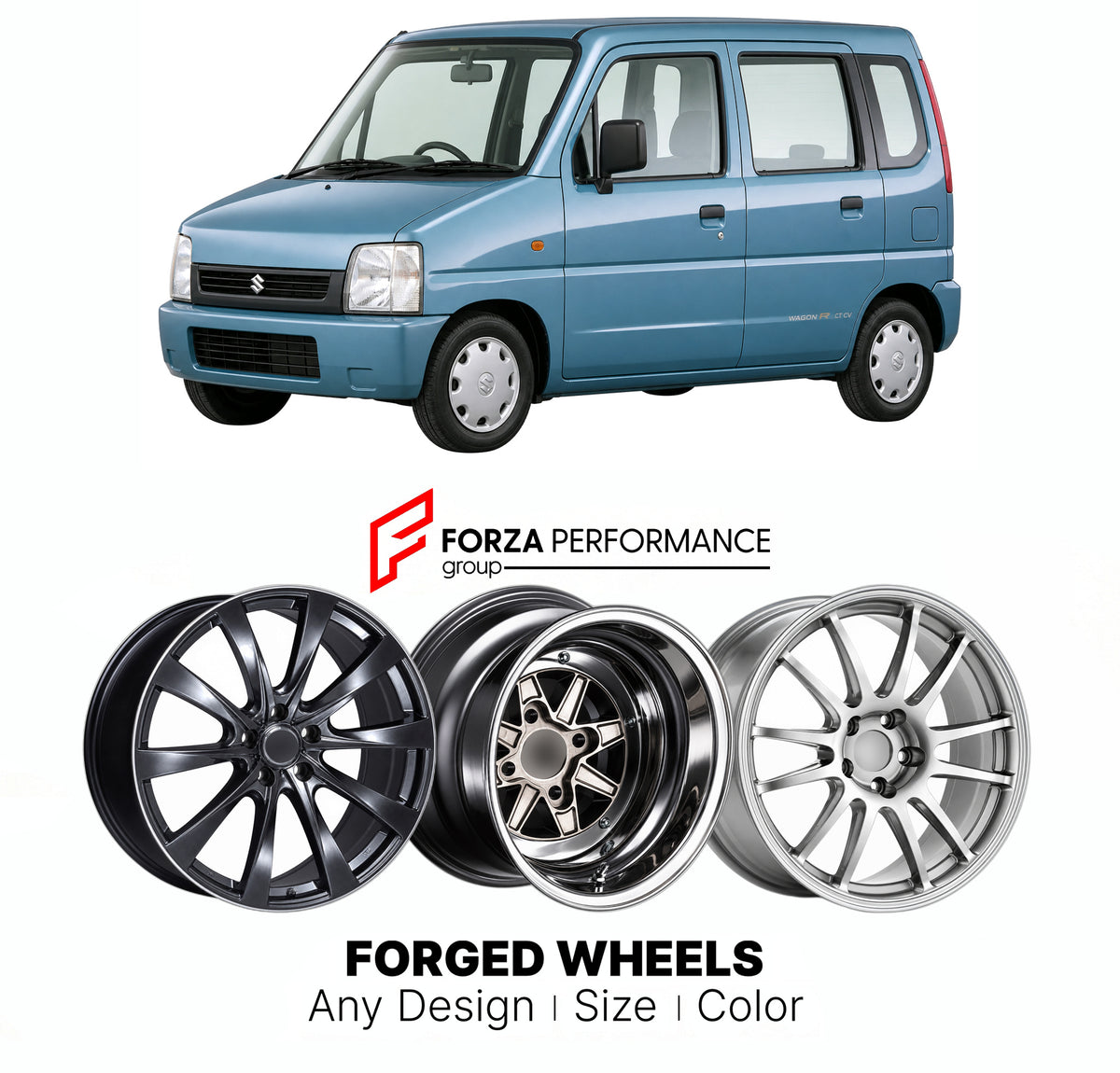 CUSTOM CLASSIC VINTAGE RESTOMOD RETRO OLD SCHOOL FORGED WHEELS RIMS for SUZUKI WAGON R CT CV 1993 - 1998

Custom forged wheels for Suzuki Wagon R CT CV 1993 - 1998. Classic, vintage, restomod and retro JDM wheel designs made to order in custom sizes, offsets, colors and finishes with guaranteed fitment.

We manufacture premium quality forged wheels rims for Suzuki Wagon R CT CV 1993 - 1998 in any design, size, color.

JDM WHEEL DESIGNS: our Japanese collection for hatchbacks, kei cars and MPVs includes desi