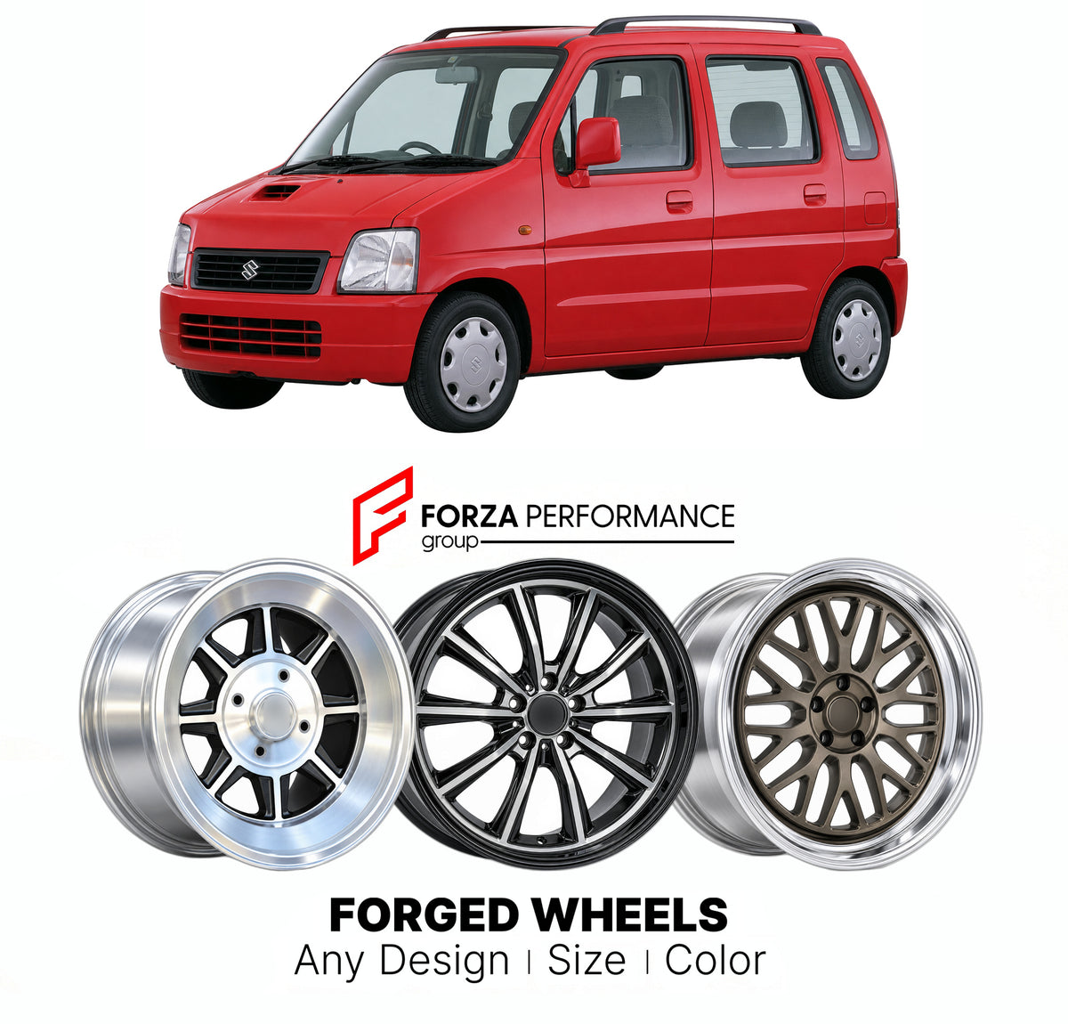 CUSTOM CLASSIC VINTAGE RESTOMOD RETRO OLD SCHOOL FORGED WHEELS RIMS for SUZUKI WAGON R MC 1998 - 2003

Custom forged wheels for Suzuki Wagon R MC 1998 - 2003. Classic, vintage, restomod and retro JDM wheel designs made to order in custom sizes, offsets, colors and finishes with guaranteed fitment.

We manufacture premium quality forged wheels rims for Suzuki Wagon R MC 1998 - 2003 in any design, size, color.

JDM WHEEL DESIGNS: our Japanese collection for hatchbacks, kei cars and MPVs includes designs inspi