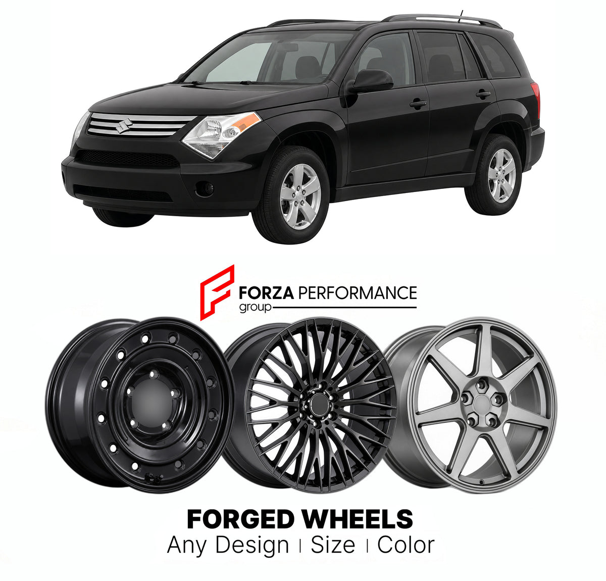 FORGED WHEELS RIMS for SUZUKI XL-7 JC 2006 - 2009

Custom forged wheels for Suzuki XL-7 JC 2006 - 2009. Made-to-order monoblock, 2-piece and 3-piece rims in custom sizes, offsets, colors and finishes with guaranteed fitment.

We manufacture premium quality forged wheels rims for Suzuki XL-7 JC 2006 - 2009 in any design, size, color.

JDM WHEEL DESIGNS: our Japanese collection for SUVs and pickups includes designs inspired by Bradley V, Method Race Wheels, Forgiato, Kuhl Racing, Mugen, TRD, Rota, Work Wheels