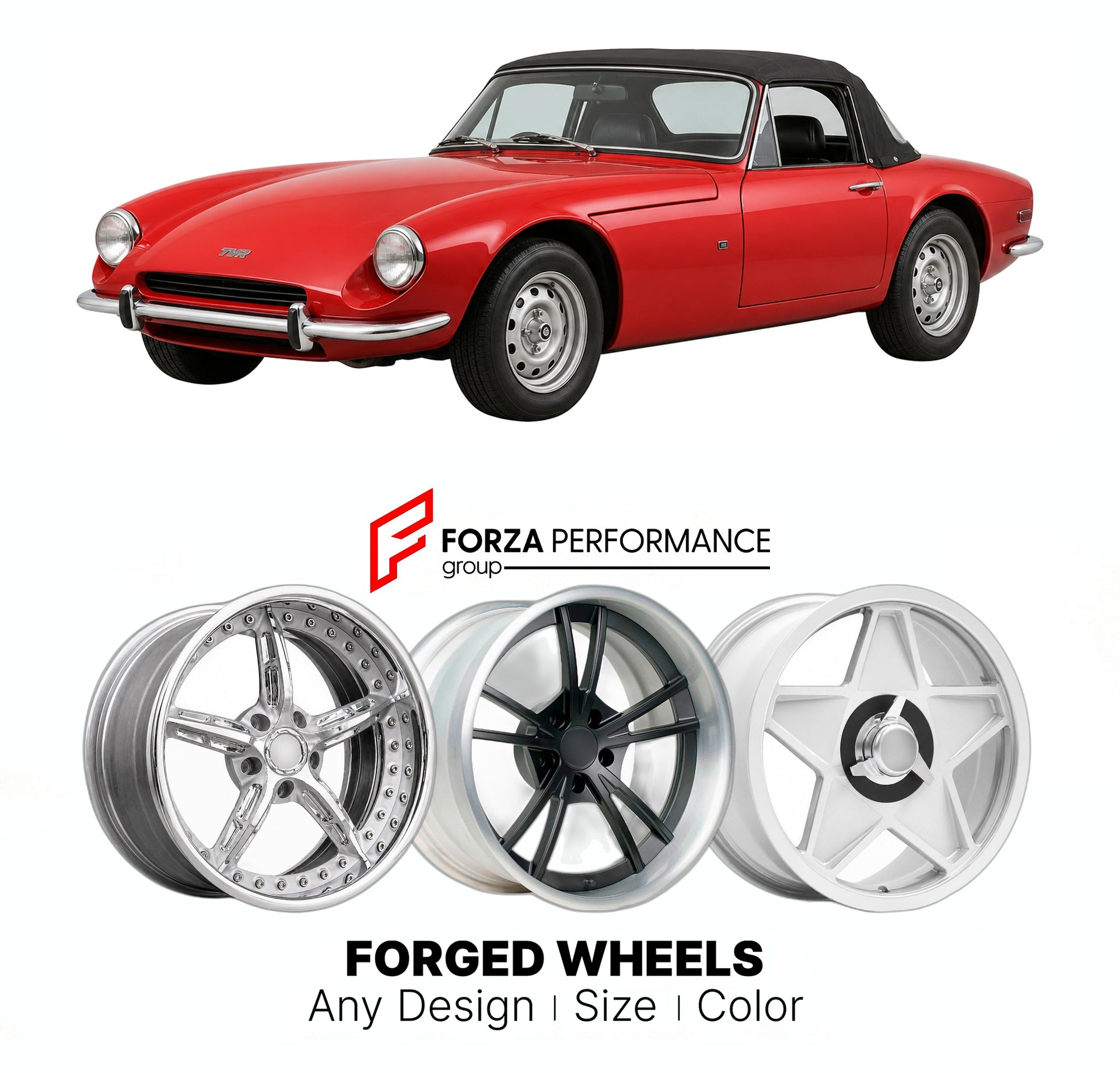 CUSTOM CLASSIC VINTAGE RESTOMOD RETRO OLD SCHOOL FORGED WHEELS RIMS for TVR 3000S 1978 - 1979

Custom forged wheels for TVR 3000S 1978 - 1979. Classic, vintage, restomod wheel designs made to order in custom sizes, offsets, colors and finishes.

We manufacture premium quality forged wheels rims for TVR 3000S 1978 - 1979 in any design, size, color.

THIS WHEEL DESIGN CAN BE CUSTOM-MADE FOR YOUR CAR IN ANY SIZE AND COLOR OPTIONS
Available in monoblock, 2-piece, 3-piece, duoblock, beadlock
3D wheel renderings 