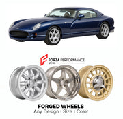 CUSTOM CLASSIC VINTAGE RESTOMOD RETRO OLD SCHOOL FORGED WHEELS RIMS for TVR CERB SPEED SIX AJP V8 1996 - 2006

Custom forged wheels for TVR Cerb Speed Six AJP V8 1996 - 2006. Classic, vintage, restomod wheel designs made to order in custom sizes, offsets, colors and finishes.

We manufacture premium quality forged wheels rims for TVR Cerb Speed Six AJP V8 1996 - 2006 in any design, size, color.

THIS WHEEL DESIGN CAN BE CUSTOM-MADE FOR YOUR CAR IN ANY SIZE AND COLOR OPTIONS
Available in monoblock, 2-piece, 
