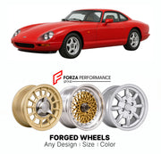 CUSTOM CLASSIC VINTAGE RESTOMOD RETRO OLD SCHOOL FORGED WHEELS RIMS for TVR S SERIES S1 S2 S3 S4 V8S 1986 - 1994

Custom forged wheels for TVR S Series S1 S2 S3 S4 V8S 1986 - 1994. Classic, vintage, restomod wheel designs made to order in custom sizes, offsets, colors and finishes.

We manufacture premium quality forged wheels rims for TVR S Series S1 S2 S3 S4 V8S 1986 - 1994 in any design, size, color.

THIS WHEEL DESIGN CAN BE CUSTOM-MADE FOR YOUR CAR IN ANY SIZE AND COLOR OPTIONS
Available in monoblock, 