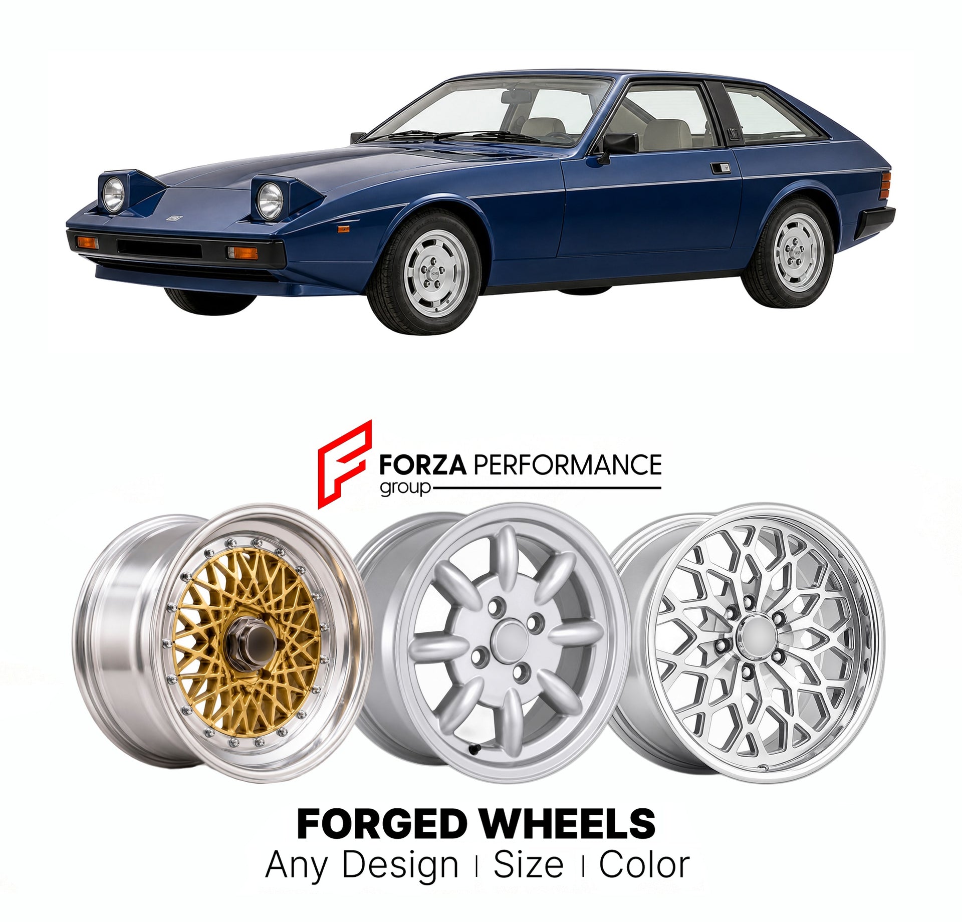 CUSTOM CLASSIC VINTAGE RESTOMOD RETRO OLD SCHOOL FORGED WHEELS RIMS for TVR TASMIN WEDGE SERIES 1980 - 1991

Custom forged wheels for TVR Tasmin Wedge Series 1980 - 1991. Classic, vintage, restomod wheel designs made to order in custom sizes, offsets, colors and finishes.

We manufacture premium quality forged wheels rims for TVR Tasmin Wedge Series 1980 - 1991 in any design, size, color.

THIS WHEEL DESIGN CAN BE CUSTOM-MADE FOR YOUR CAR IN ANY SIZE AND COLOR OPTIONS
Available in monoblock, 2-piece, 3-piec