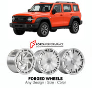 Custom forged wheels for Tank GWM 300 2020+. Made-to-order monoblock, 2-piece and 3-piece wheels in custom sizes, offsets, colors and finishes with guaranteed vehicle fitment.

We manufacture premium quality forged wheels rims for Tank GWM 300 2020+ in any design, size, color.

THIS WHEEL DESIGN CAN BE CUSTOM-MADE FOR YOUR CAR IN ANY SIZE AND COLOR OPTIONS
Available in monoblock, 2-piece, 3-piece, duoblock, beadlock
3D wheel renderings are provided according to the exact dimensions and specifications reques