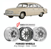 CUSTOM CLASSIC VINTAGE RESTOMOD RETRO OLD SCHOOL FORGED WHEELS RIMS for TATRA 603 1956 - 1975

Custom forged wheels for Tatra 603 1956 - 1975. Classic, vintage, restomod wheel designs made to order in custom sizes, offsets, colors and finishes.

We manufacture premium quality forged wheels rims for Tatra 603 1956 - 1975 in any design, size, color.

THIS WHEEL DESIGN CAN BE CUSTOM-MADE FOR YOUR CAR IN ANY SIZE AND COLOR OPTIONS
Available in monoblock, 2-piece, 3-piece, duoblock, beadlock
3D wheel renderings 