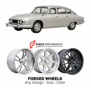 CUSTOM CLASSIC VINTAGE RESTOMOD RETRO OLD SCHOOL FORGED WHEELS RIMS for TATRA 603 SERIES II III 1956 - 1975

Custom forged wheels for Tatra 603 Series II III 1956 - 1975. Classic, vintage, restomod wheel designs made to order in custom sizes, offsets, colors and finishes.

We manufacture premium quality forged wheels rims for Tatra 603 Series II III 1956 - 1975 in any design, size, color.

THIS WHEEL DESIGN CAN BE CUSTOM-MADE FOR YOUR CAR IN ANY SIZE AND COLOR OPTIONS
Available in monoblock, 2-piece, 3-piec
