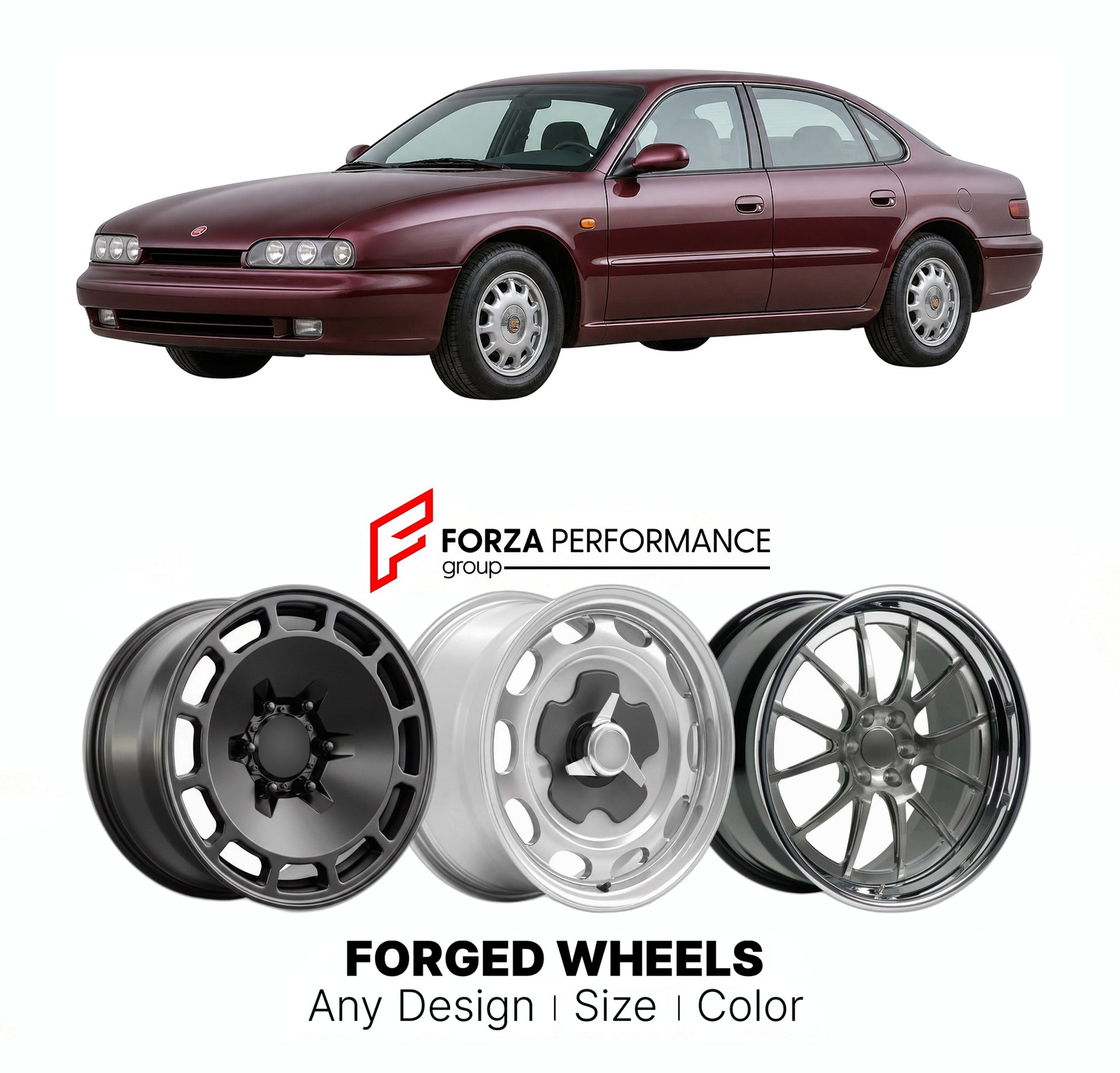 CUSTOM CLASSIC VINTAGE RESTOMOD RETRO OLD SCHOOL FORGED WHEELS RIMS for TATRA 700 FINAL 1996 - 1999

Custom forged wheels for Tatra 700 Final 1996 - 1999. Classic, vintage, restomod wheel designs made to order in custom sizes, offsets, colors and finishes.

We manufacture premium quality forged wheels rims for Tatra 700 Final 1996 - 1999 in any design, size, color.

THIS WHEEL DESIGN CAN BE CUSTOM-MADE FOR YOUR CAR IN ANY SIZE AND COLOR OPTIONS
Available in monoblock, 2-piece, 3-piece, duoblock, beadlock
3D