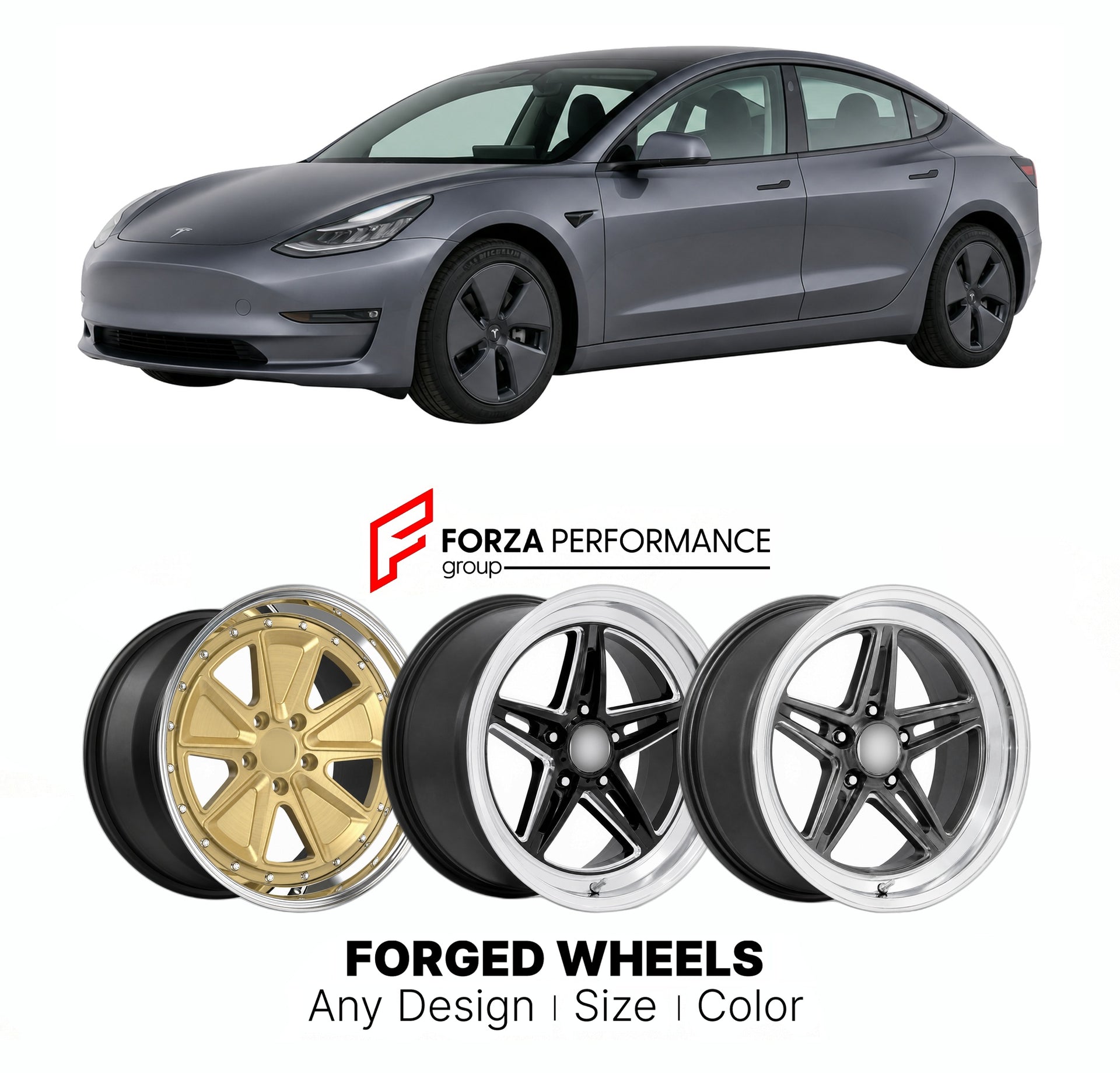 FORGED WHEELS RIMS for TESLA MODEL 3 LONG RANGE AWD 2017+

Custom forged wheels for Tesla Model 3 Long Range AWD 2017+. Made-to-order monoblock, 2-piece and 3-piece rims in custom sizes, offsets, colors and finishes with guaranteed fitment.

We manufacture premium quality forged wheels rims for Tesla Model 3 Long Range AWD 2017+ in any design, size, color.

THIS WHEEL DESIGN CAN BE CUSTOM-MADE FOR YOUR CAR IN ANY SIZE AND COLOR OPTIONS
Available in monoblock, 2-piece, 3-piece, duoblock, beadlock
3D wheel re