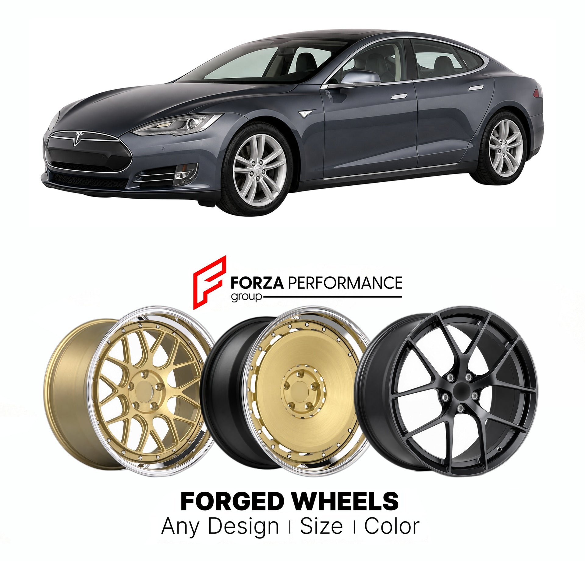 FORGED WHEELS RIMS for TESLA MODEL S 85 2012+

Custom forged wheels for Tesla Model S 85 2012+. Made-to-order monoblock, 2-piece and 3-piece rims in custom sizes, offsets, colors and finishes with guaranteed fitment.

We manufacture premium quality forged wheels rims for Tesla Model S 85 2012+ in any design, size, color.

THIS WHEEL DESIGN CAN BE CUSTOM-MADE FOR YOUR CAR IN ANY SIZE AND COLOR OPTIONS
Available in monoblock, 2-piece, 3-piece, duoblock, beadlock
3D wheel renderings are provided according to t