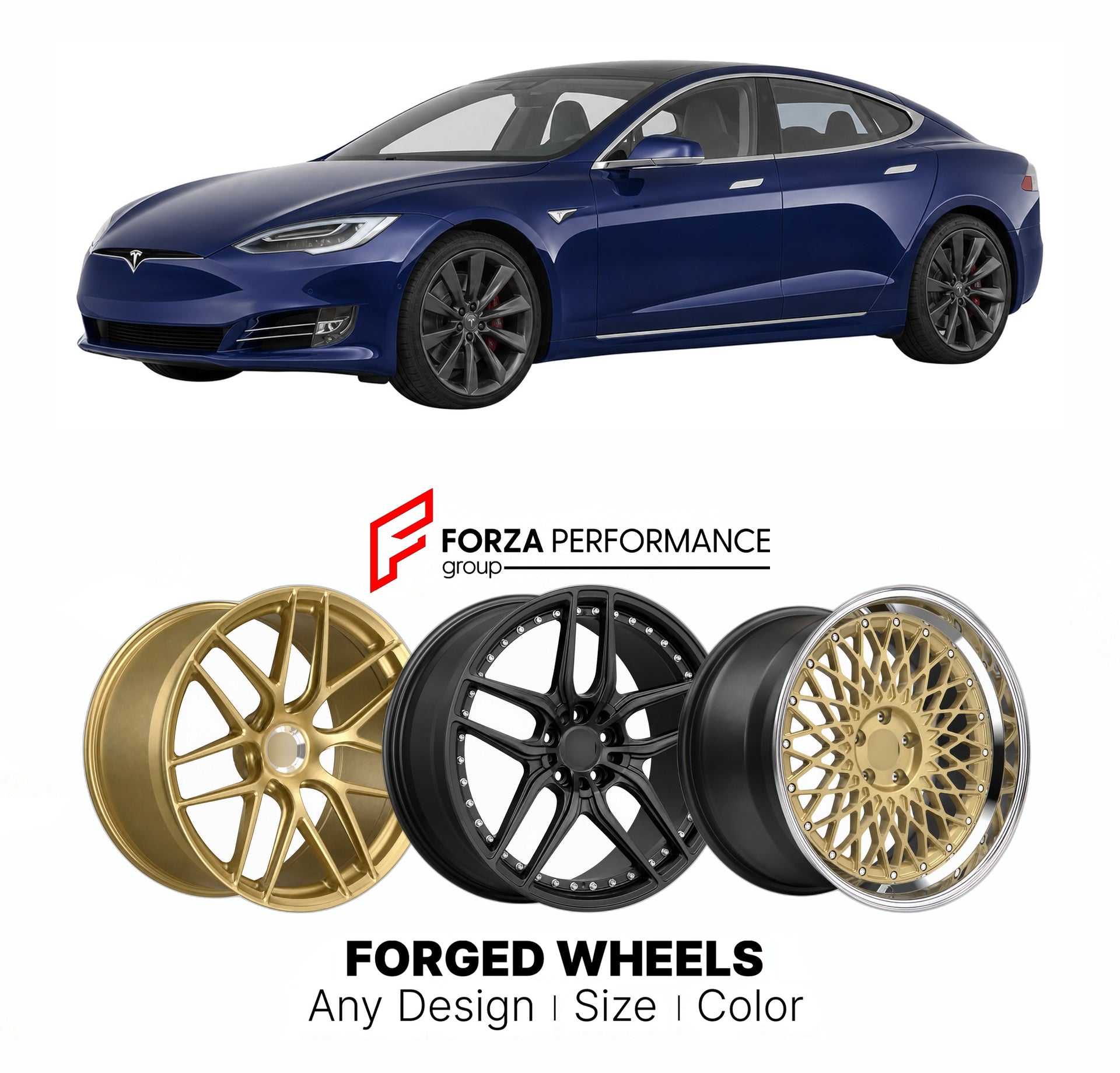 FORGED WHEELS RIMS for TESLA MODEL S PERFORMANCE 2012+

Custom forged wheels for Tesla Model S Performance 2012+. Made-to-order monoblock, 2-piece and 3-piece rims in custom sizes, offsets, colors and finishes with guaranteed fitment.

We manufacture premium quality forged wheels rims for Tesla Model S Performance 2012+ in any design, size, color.

THIS WHEEL DESIGN CAN BE CUSTOM-MADE FOR YOUR CAR IN ANY SIZE AND COLOR OPTIONS
Available in monoblock, 2-piece, 3-piece, duoblock, beadlock
3D wheel renderings 