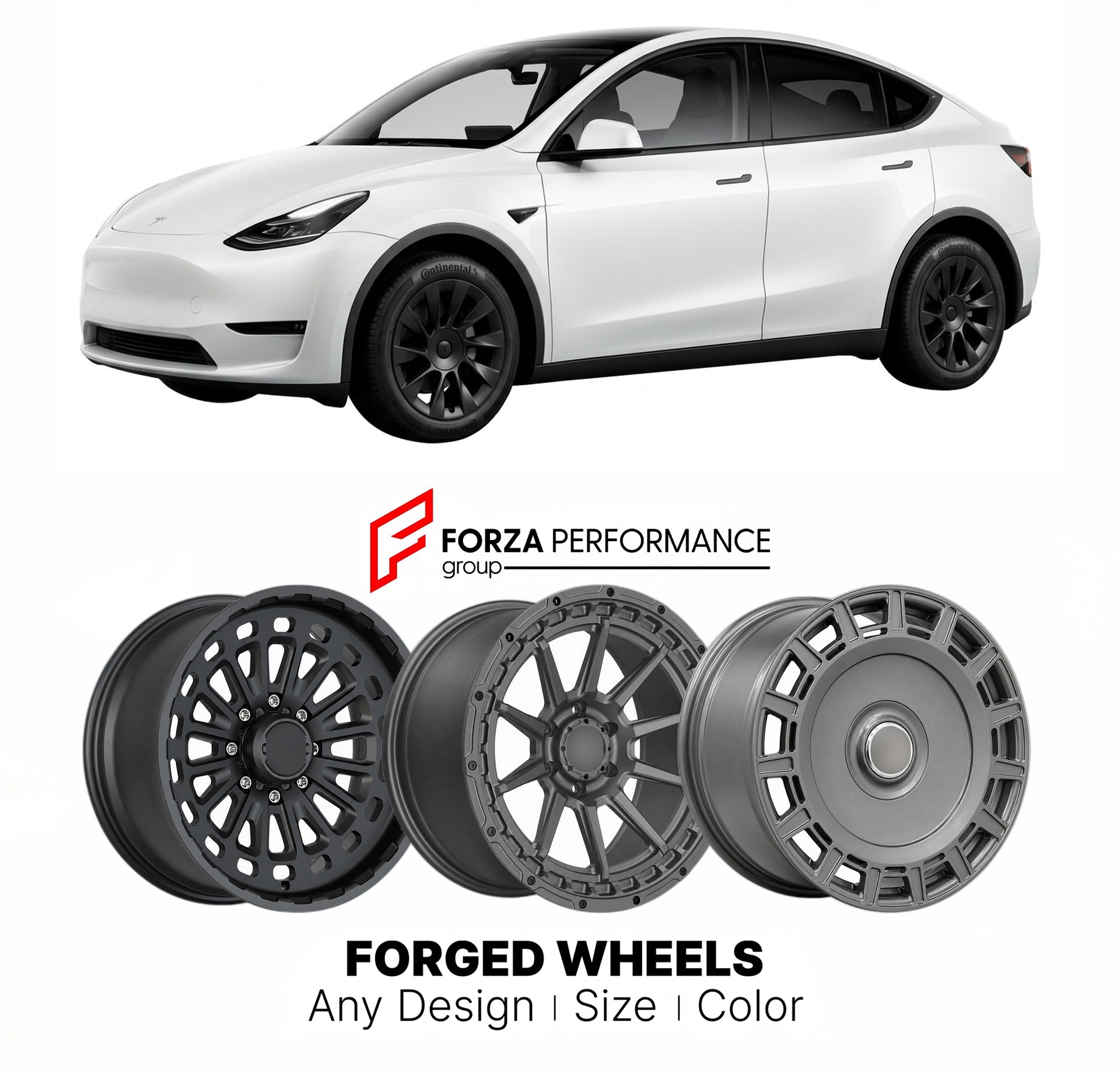 FORGED WHEELS RIMS for TESLA MODEL Y 2020+

Custom forged wheels for Tesla Model Y 2020+. Made-to-order monoblock, 2-piece and 3-piece rims in custom sizes, offsets, colors and finishes with guaranteed fitment.

We manufacture premium quality forged wheels rims for Tesla Model Y 2020+ in any design, size, color.

THIS WHEEL DESIGN CAN BE CUSTOM-MADE FOR YOUR CAR IN ANY SIZE AND COLOR OPTIONS
Available in monoblock, 2-piece, 3-piece, duoblock, beadlock
3D wheel renderings are provided according to the exact 