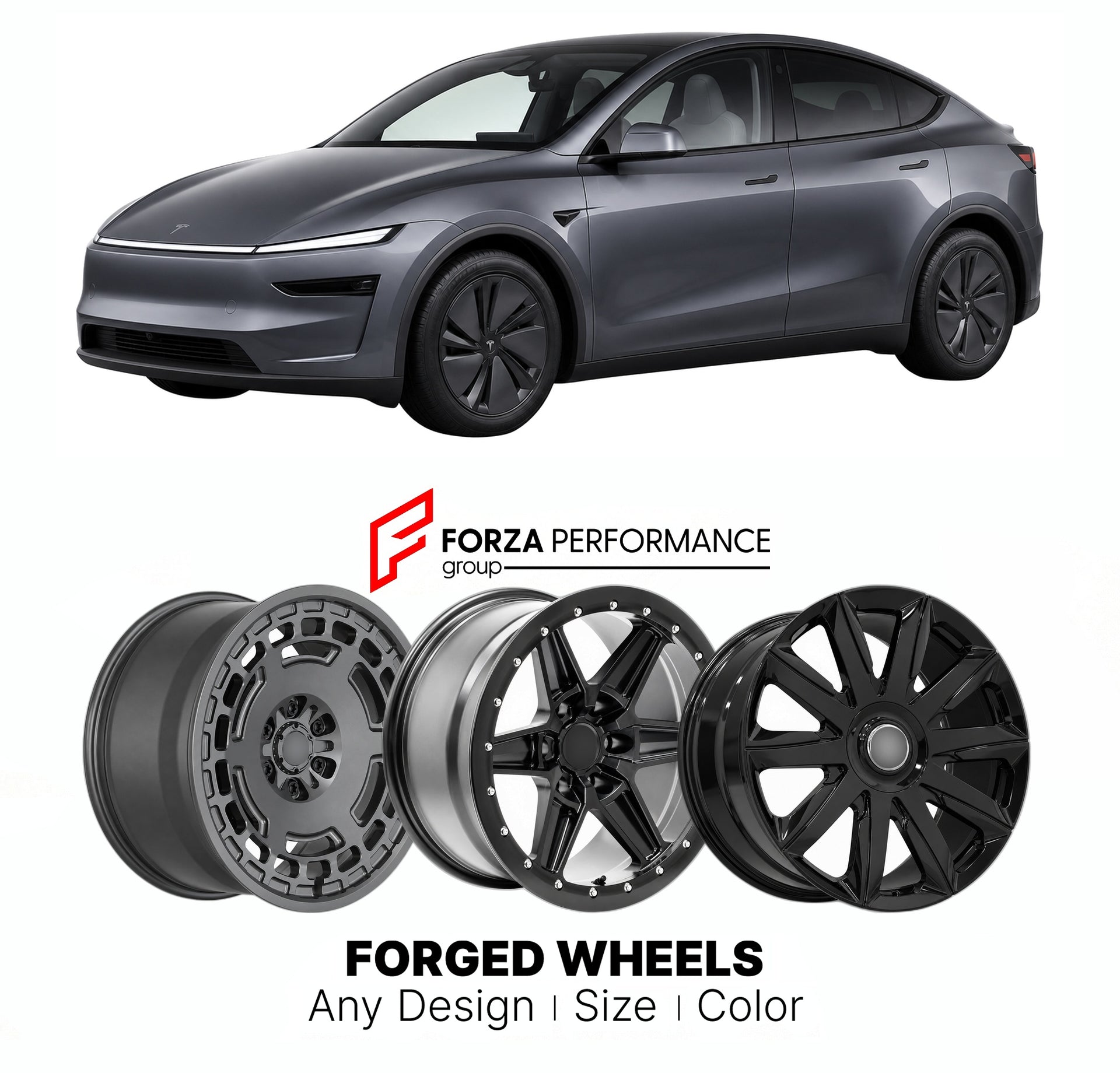 FORGED WHEELS RIMS for TESLA MODEL Y JUNIPER LONG RANGE 2020+

Custom forged wheels for Tesla Model Y Juniper Long Range 2020+. Made-to-order monoblock, 2-piece and 3-piece rims in custom sizes, offsets, colors and finishes with guaranteed fitment.

We manufacture premium quality forged wheels rims for Tesla Model Y Juniper Long Range 2020+ in any design, size, color.

THIS WHEEL DESIGN CAN BE CUSTOM-MADE FOR YOUR CAR IN ANY SIZE AND COLOR OPTIONS
Available in monoblock, 2-piece, 3-piece, duoblock, beadlock
