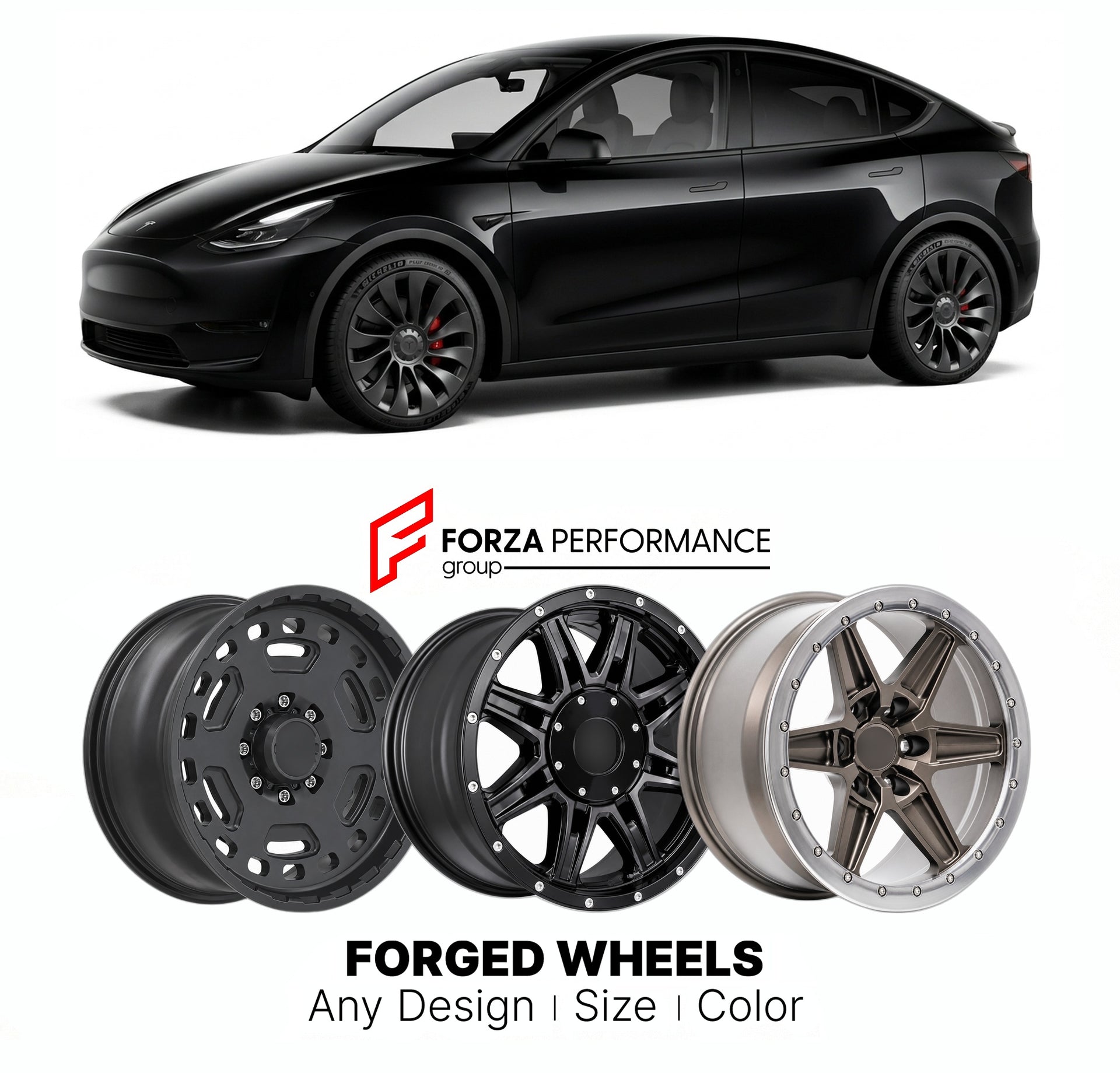 FORGED WHEELS RIMS for TESLA MODEL Y PERFORMANCE 2020 - 2024

Custom forged wheels for Tesla Model Y Performance 2020 - 2024. Made-to-order monoblock, 2-piece and 3-piece rims in custom sizes, offsets, colors and finishes with guaranteed fitment.

We manufacture premium quality forged wheels rims for Tesla Model Y Performance 2020 - 2024 in any design, size, color.

THIS WHEEL DESIGN CAN BE CUSTOM-MADE FOR YOUR CAR IN ANY SIZE AND COLOR OPTIONS
Available in monoblock, 2-piece, 3-piece, duoblock, beadlock
3D