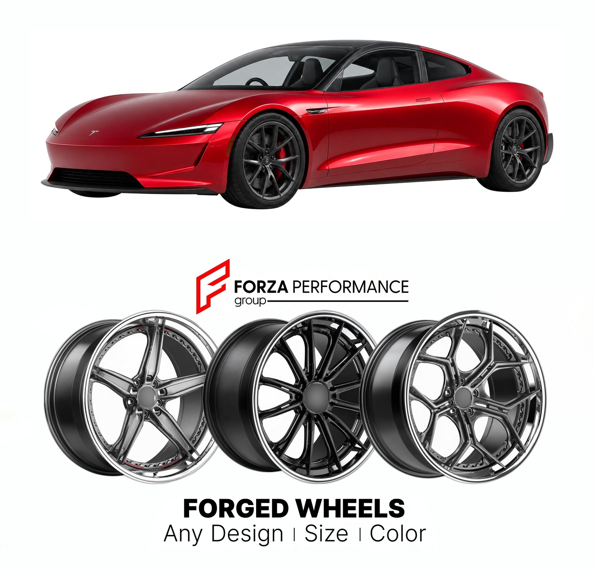 FORGED WHEELS RIMS for TESLA ROADSTER ANNOUNCED 2026+

Custom forged wheels for Tesla Roadster Announced 2026+. Made-to-order monoblock, 2-piece and 3-piece rims in custom sizes, offsets, colors and finishes with guaranteed fitment.

We manufacture premium quality forged wheels rims for Tesla Roadster Announced 2026+ in any design, size, color.

THIS WHEEL DESIGN CAN BE CUSTOM-MADE FOR YOUR CAR IN ANY SIZE AND COLOR OPTIONS
Available in monoblock, 2-piece, 3-piece, duoblock, beadlock
3D wheel renderings are