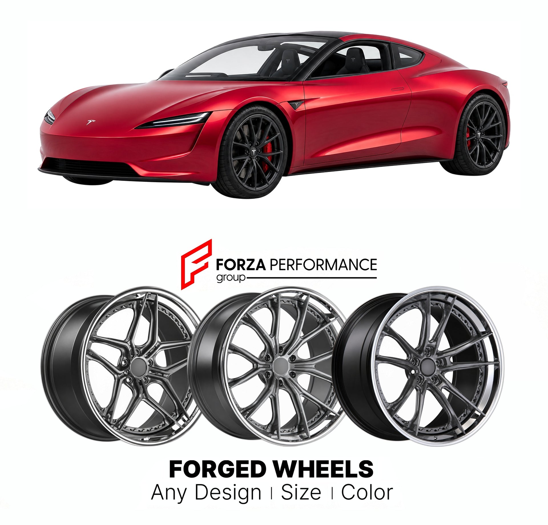 FORGED WHEELS RIMS for TESLA ROADSTER FOUNDERS SERIES PLANNED FOR 2027+

Custom forged wheels for Tesla Roadster Founders Series Planned For 2027+. Made-to-order monoblock, 2-piece and 3-piece rims in custom sizes, offsets, colors and finishes with guaranteed fitment.

We manufacture premium quality forged wheels rims for Tesla Roadster Founders Series Planned For 2027+ in any design, size, color.

THIS WHEEL DESIGN CAN BE CUSTOM-MADE FOR YOUR CAR IN ANY SIZE AND COLOR OPTIONS
Available in monoblock, 2-piec