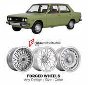 CUSTOM CLASSIC VINTAGE RESTOMOD RETRO OLD SCHOOL FORGED WHEELS RIMS for TOFAS MURAT 131 SAHIN 1976 - 2002

Custom forged wheels for Tofas Murat 131 Sahin 1976 - 2002. Classic, vintage, restomod wheel designs made to order in custom sizes, offsets, colors and finishes.

We manufacture premium quality forged wheels rims for Tofas Murat 131 Sahin 1976 - 2002 in any design, size, color.

THIS WHEEL DESIGN CAN BE CUSTOM-MADE FOR YOUR CAR IN ANY SIZE AND COLOR OPTIONS
Available in monoblock, 2-piece, 3-piece, duo