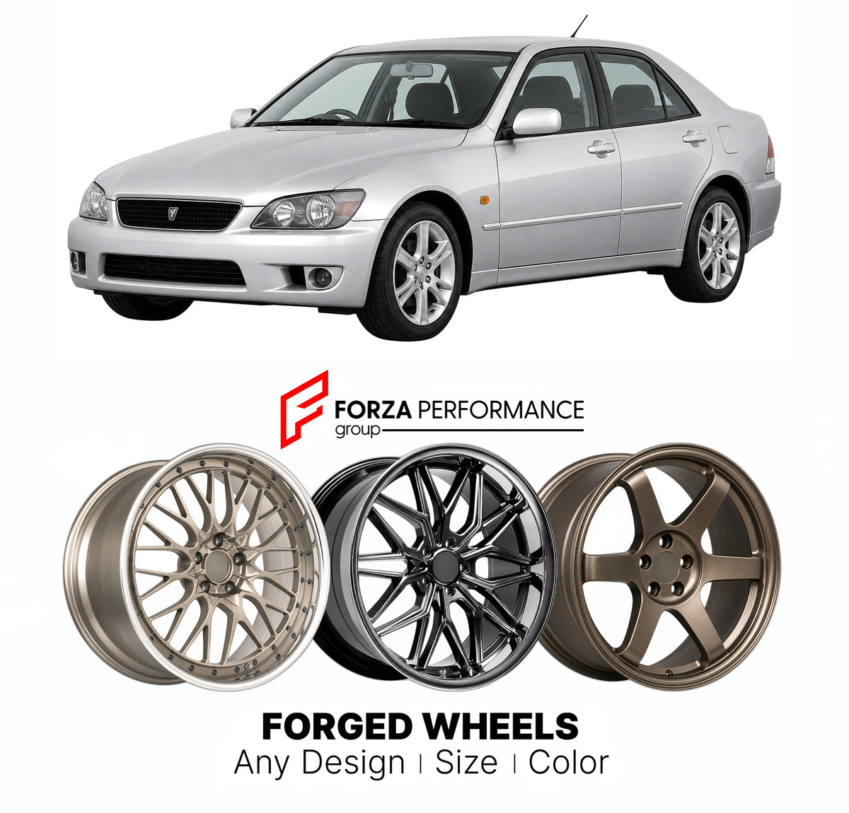 CUSTOM CLASSIC VINTAGE RESTOMOD RETRO OLD SCHOOL FORGED WHEELS RIMS for TOYOTA ALTEZZA XE10 1998 - 2005

Custom forged wheels for Toyota Altezza XE10 1998 - 2005. Classic, vintage, restomod and retro JDM wheel designs made to order in custom sizes, offsets, colors and finishes with guaranteed fitment.

We manufacture premium quality forged wheels rims for Toyota Altezza XE10 1998 - 2005 in any design, size, color.

JDM WHEEL DESIGNS: our Japanese collection for sports cars and coupes includes designs inspir