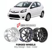 FORGED WHEELS RIMS for TOYOTA AYGO AB10 FACELIFT 2012 - 2014

Custom forged wheels for Toyota Aygo AB10 Facelift 2012 - 2014. Made-to-order monoblock, 2-piece and 3-piece rims in custom sizes, offsets, colors and finishes with guaranteed fitment.

We manufacture premium quality forged wheels rims for Toyota Aygo AB10 Facelift 2012 - 2014 in any design, size, color.

JDM WHEEL DESIGNS: our Japanese collection for hatchbacks, kei cars and MPVs includes designs inspired by Rays Volk Racing, Enkei, XXR, Rota, W