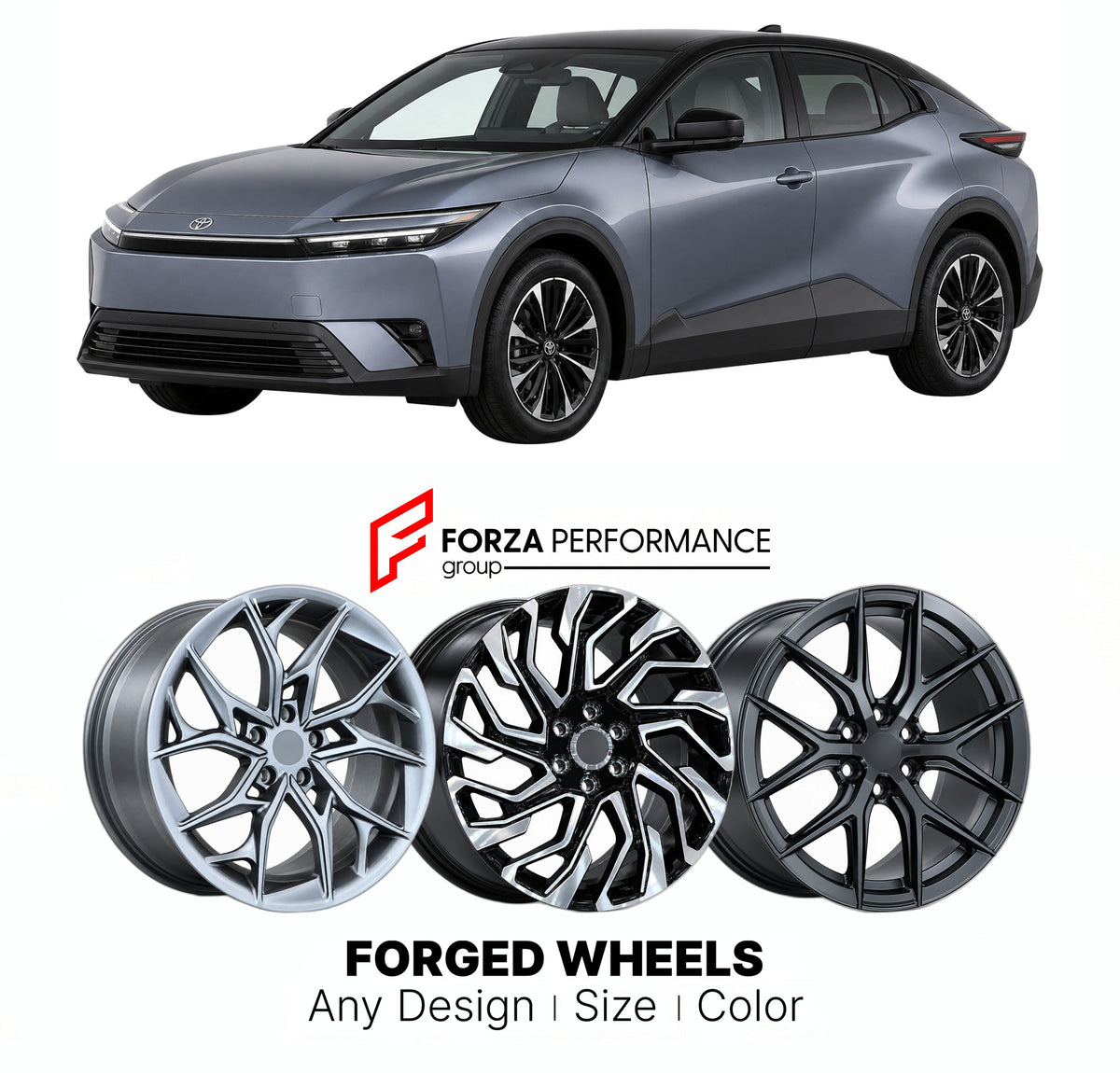 FORGED WHEELS RIMS for TOYOTA C-HR+ 2025+

Custom forged wheels for Toyota C-HR+ 2025+. Made-to-order monoblock, 2-piece and 3-piece rims in custom sizes, offsets, colors and finishes with guaranteed fitment.

We manufacture premium quality forged wheels rims for Toyota C-HR+ 2025+ in any design, size, color.

JDM WHEEL DESIGNS: our Japanese collection for SUVs and pickups includes designs inspired by Bradley V, Method Race Wheels, Forgiato, Kuhl Racing, Mugen, TRD, Rota, Work Wheels, Impul, Vossen, Wald an