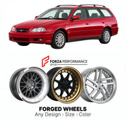 CUSTOM CLASSIC VINTAGE RESTOMOD RETRO OLD SCHOOL FORGED WHEELS RIMS for TOYOTA CALDINA T210 1997 - 2002

Custom forged wheels for Toyota Caldina T210 1997 - 2002. Classic, vintage, restomod and retro JDM wheel designs made to order in custom sizes, offsets, colors and finishes with guaranteed fitment.

We manufacture premium quality forged wheels rims for Toyota Caldina T210 1997 - 2002 in any design, size, color.

JDM WHEEL DESIGNS: our Japanese collection for sedans and wagons includes designs inspired by