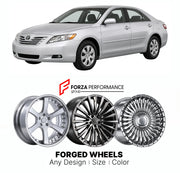 FORGED WHEELS RIMS for TOYOTA CAMRY XV40 2006 - 2009

Custom forged wheels for Toyota Camry XV40 2006 - 2009. Made-to-order monoblock, 2-piece and 3-piece rims in custom sizes, offsets, colors and finishes with guaranteed fitment.

We manufacture premium quality forged wheels rims for Toyota Camry XV40 2006 - 2009 in any design, size, color.

JDM WHEEL DESIGNS: our Japanese collection for sedans and wagons includes designs inspired by Weds Kranze, Wald, Leon Hardiritt, Vossen, Kuhl Racing, Aimgain, Work Whe