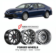FORGED WHEELS RIMS for TOYOTA CAMRY XV70 2017 - 2022

Custom forged wheels for Toyota Camry XV70 2017 - 2022. Made-to-order monoblock, 2-piece and 3-piece rims in custom sizes, offsets, colors and finishes with guaranteed fitment.

We manufacture premium quality forged wheels rims for Toyota Camry XV70 2017 - 2022 in any design, size, color.

JDM WHEEL DESIGNS: our Japanese collection for sedans and wagons includes designs inspired by Weds Kranze, Wald, Leon Hardiritt, Vossen, Kuhl Racing, Aimgain, Work Whe