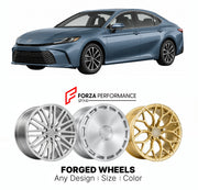 Custom forged wheels for Toyota Camry XV80 2025+. Made-to-order monoblock, 2-piece and 3-piece wheels in custom sizes, offsets, colors and finishes with guaranteed vehicle fitment.

We manufacture premium quality forged wheels rims for Toyota Camry XV80 2025+ in any design, size, color.

THIS WHEEL DESIGN CAN BE CUSTOM-MADE FOR YOUR CAR IN ANY SIZE AND COLOR OPTIONS
Available in monoblock, 2-piece, 3-piece, duoblock, beadlock
3D wheel renderings are provided according to the exact dimensions and specificati