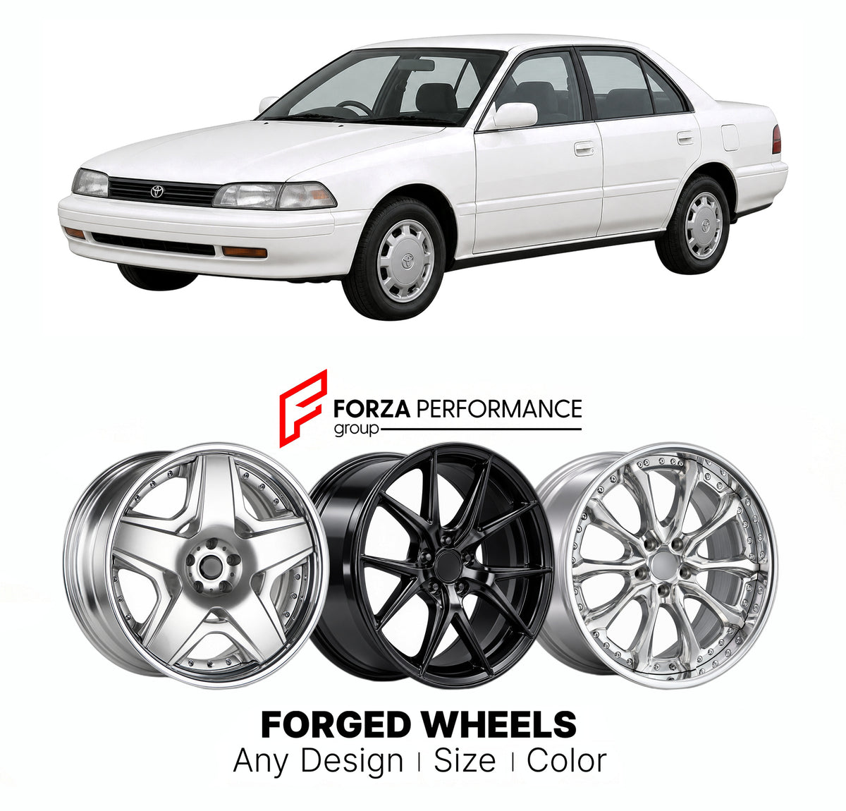 CUSTOM CLASSIC VINTAGE RESTOMOD RETRO OLD SCHOOL FORGED WHEELS RIMS for TOYOTA CARINA T170 1988 - 1992

Custom forged wheels for Toyota Carina T170 1988 - 1992. Classic, vintage, restomod and retro JDM wheel designs made to order in custom sizes, offsets, colors and finishes with guaranteed fitment.

We manufacture premium quality forged wheels rims for Toyota Carina T170 1988 - 1992 in any design, size, color.

JDM WHEEL DESIGNS: our Japanese collection for sedans and wagons includes designs inspired by We