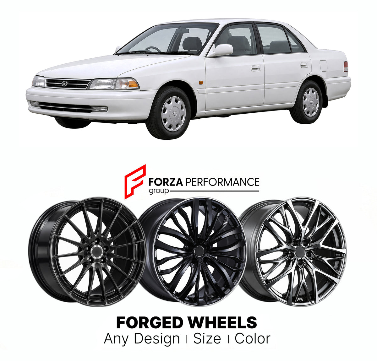CUSTOM CLASSIC VINTAGE RESTOMOD RETRO OLD SCHOOL FORGED WHEELS RIMS for TOYOTA CARINA T190 1992 - 1996

Custom forged wheels for Toyota Carina T190 1992 - 1996. Classic, vintage, restomod and retro JDM wheel designs made to order in custom sizes, offsets, colors and finishes with guaranteed fitment.

We manufacture premium quality forged wheels rims for Toyota Carina T190 1992 - 1996 in any design, size, color.

JDM WHEEL DESIGNS: our Japanese collection for sedans and wagons includes designs inspired by We