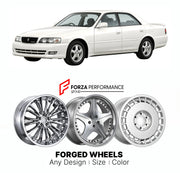 CUSTOM CLASSIC VINTAGE RESTOMOD RETRO OLD SCHOOL FORGED WHEELS RIMS for TOYOTA CHASER X100 1996 - 2001

Custom forged wheels for Toyota Chaser X100 1996 - 2001. Classic, vintage, restomod and retro JDM wheel designs made to order in custom sizes, offsets, colors and finishes with guaranteed fitment.

We manufacture premium quality forged wheels rims for Toyota Chaser X100 1996 - 2001 in any design, size, color.

JDM WHEEL DESIGNS: our Japanese collection for sedans and wagons includes designs inspired by We