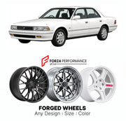 CUSTOM CLASSIC VINTAGE RESTOMOD RETRO OLD SCHOOL FORGED WHEELS RIMS for TOYOTA CHASER X80 1988 - 1992

Custom forged wheels for Toyota Chaser X80 1988 - 1992. Classic, vintage, restomod and retro JDM wheel designs made to order in custom sizes, offsets, colors and finishes with guaranteed fitment.

We manufacture premium quality forged wheels rims for Toyota Chaser X80 1988 - 1992 in any design, size, color.

JDM WHEEL DESIGNS: our Japanese collection for sedans and wagons includes designs inspired by Weds 