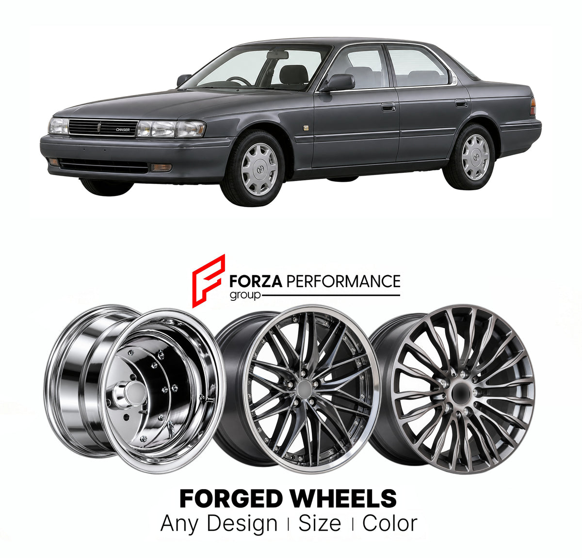 CUSTOM CLASSIC VINTAGE RESTOMOD RETRO OLD SCHOOL FORGED WHEELS RIMS for TOYOTA CHASER X90 1992 - 1996

Custom forged wheels for Toyota Chaser X90 1992 - 1996. Classic, vintage, restomod and retro JDM wheel designs made to order in custom sizes, offsets, colors and finishes with guaranteed fitment.

We manufacture premium quality forged wheels rims for Toyota Chaser X90 1992 - 1996 in any design, size, color.

JDM WHEEL DESIGNS: our Japanese collection for sedans and wagons includes designs inspired by Weds 