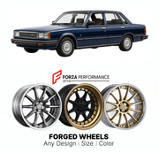 CUSTOM CLASSIC VINTAGE RESTOMOD RETRO OLD SCHOOL FORGED WHEELS RIMS for TOYOTA CRESSIDA X60 1980 - 1984

Custom forged wheels for Toyota Cressida X60 1980 - 1984. Classic, vintage, restomod and retro JDM wheel designs made to order in custom sizes, offsets, colors and finishes with guaranteed fitment.

We manufacture premium quality forged wheels rims for Toyota Cressida X60 1980 - 1984 in any design, size, color.

JDM WHEEL DESIGNS: our Japanese collection for sedans and wagons includes designs inspired by