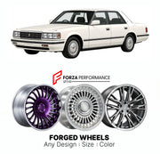 CUSTOM CLASSIC VINTAGE RESTOMOD RETRO OLD SCHOOL FORGED WHEELS RIMS for TOYOTA CROWN S130 1987 - 1999

Custom forged wheels for Toyota Crown S130 1987 - 1999. Classic, vintage, restomod and retro JDM wheel designs made to order in custom sizes, offsets, colors and finishes with guaranteed fitment.

We manufacture premium quality forged wheels rims for Toyota Crown S130 1987 - 1999 in any design, size, color.

JDM WHEEL DESIGNS: our Japanese collection for sedans and wagons includes designs inspired by Weds 