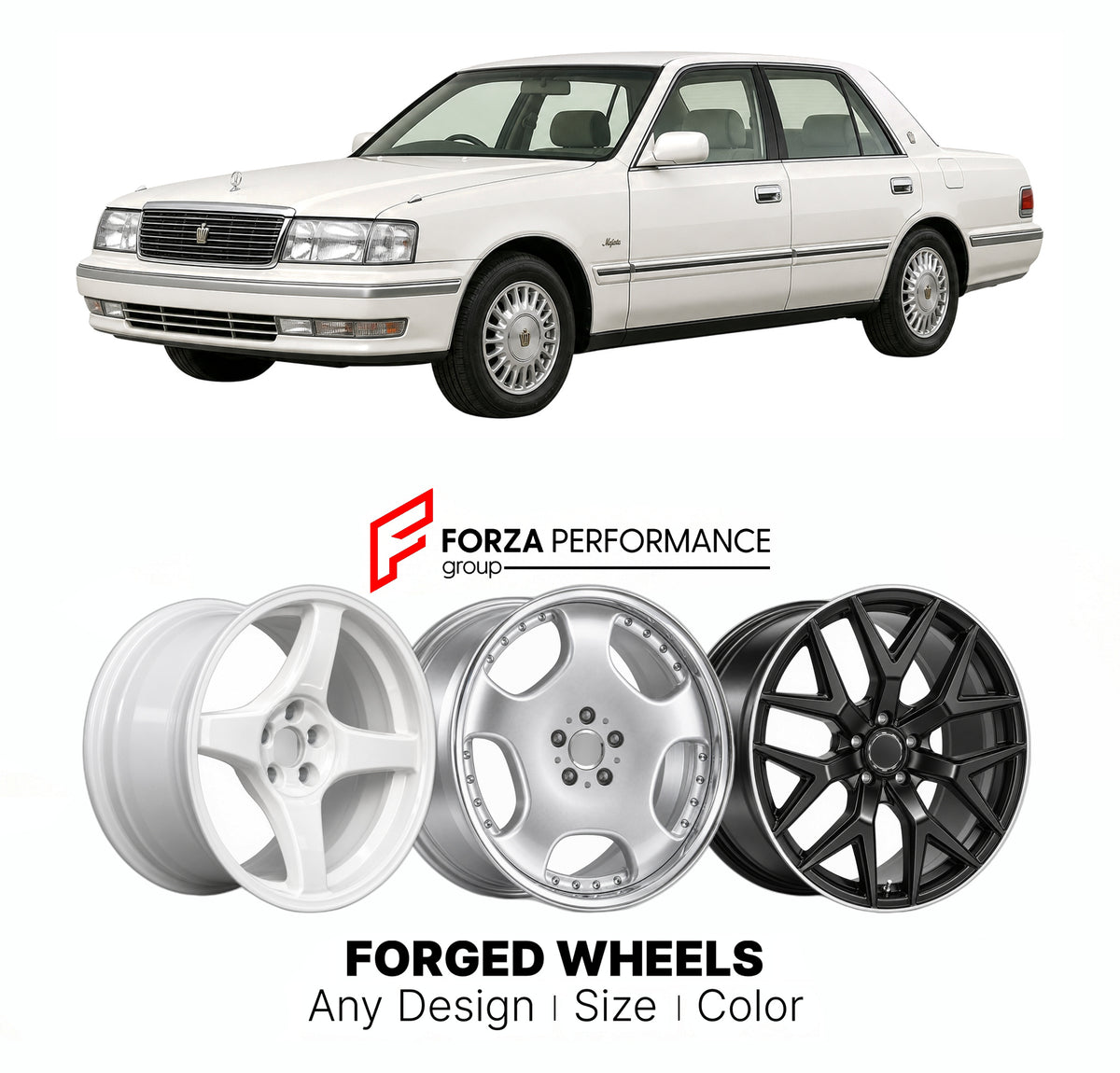CUSTOM CLASSIC VINTAGE RESTOMOD RETRO OLD SCHOOL FORGED WHEELS RIMS for TOYOTA CROWN S140 1991 - 1995

Custom forged wheels for Toyota Crown S140 1991 - 1995. Classic, vintage, restomod and retro JDM wheel designs made to order in custom sizes, offsets, colors and finishes with guaranteed fitment.

We manufacture premium quality forged wheels rims for Toyota Crown S140 1991 - 1995 in any design, size, color.

JDM WHEEL DESIGNS: our Japanese collection for sedans and wagons includes designs inspired by Weds 