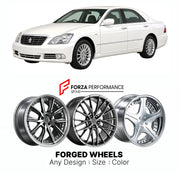 FORGED WHEELS RIMS for TOYOTA CROWN S200 2008 - 2012

Custom forged wheels for Toyota Crown S200 2008 - 2012. Made-to-order monoblock, 2-piece and 3-piece rims in custom sizes, offsets, colors and finishes with guaranteed fitment.

We manufacture premium quality forged wheels rims for Toyota Crown S200 2008 - 2012 in any design, size, color.

JDM WHEEL DESIGNS: our Japanese collection for sedans and wagons includes designs inspired by Weds Kranze, Wald, Leon Hardiritt, Vossen, Kuhl Racing, Aimgain, Work Whe