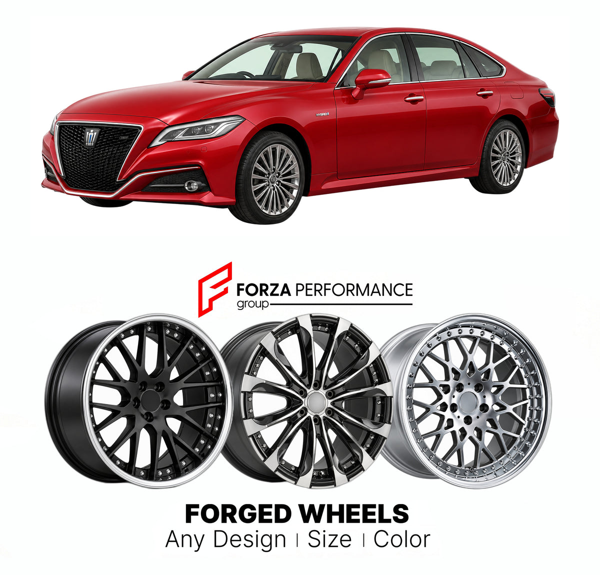 FORGED WHEELS RIMS for TOYOTA CROWN S220 2018 - 2022

Custom forged wheels for Toyota Crown S220 2018 - 2022. Made-to-order monoblock, 2-piece and 3-piece rims in custom sizes, offsets, colors and finishes with guaranteed fitment.

We manufacture premium quality forged wheels rims for Toyota Crown S220 2018 - 2022 in any design, size, color.

JDM WHEEL DESIGNS: our Japanese collection for sedans and wagons includes designs inspired by Weds Kranze, Wald, Leon Hardiritt, Vossen, Kuhl Racing, Aimgain, Work Whe