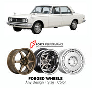 CUSTOM CLASSIC VINTAGE RESTOMOD RETRO OLD SCHOOL FORGED WHEELS RIMS for TOYOTA CROWN S50 1967 - 1971

Custom forged wheels for Toyota Crown S50 1967 - 1971. Classic, vintage, restomod and retro JDM wheel designs made to order in custom sizes, offsets, colors and finishes with guaranteed fitment.

We manufacture premium quality forged wheels rims for Toyota Crown S50 1967 - 1971 in any design, size, color.

JDM WHEEL DESIGNS: our Japanese collection for sedans and wagons includes designs inspired by Weds Kra