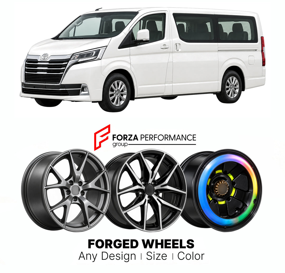 FORGED WHEELS RIMS for TOYOTA GRANVIA H300 2019+

Custom forged wheels for Toyota Granvia H300 2019+. Made-to-order monoblock, 2-piece and 3-piece rims in custom sizes, offsets, colors and finishes with guaranteed fitment.

We manufacture premium quality forged wheels rims for Toyota Granvia H300 2019+ in any design, size, color.

JDM WHEEL DESIGNS: our Japanese collection for hatchbacks, kei cars and MPVs includes designs inspired by Rays Volk Racing, Enkei, XXR, Rota, Work Wheels, Cosmis Racing, SSR, Adva